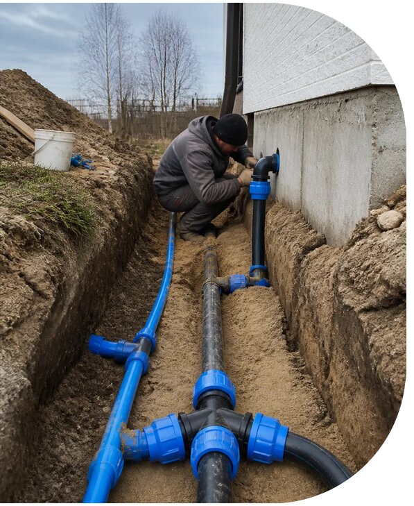 Монтаж наружного водопровода на участке под ключ в Бугульме